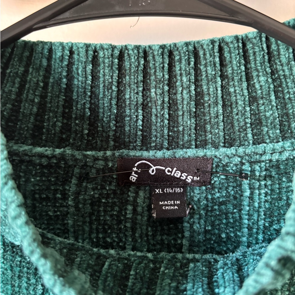 art class Deep Green Ribbed Cowlneck Sweater - Picture 3 of 4